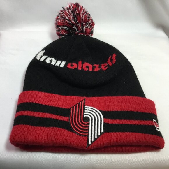 PORTLAND TRAIL BLAZERS NBA Pom Beanie Knit Cuffed Hat Cap Basketball NEW ERA - Picture 1 of 6
